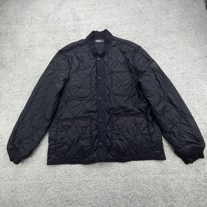 Polo Ralph Lauren Bomber Jacket Mens XL Navy Blue Quilted Diamond Button Front